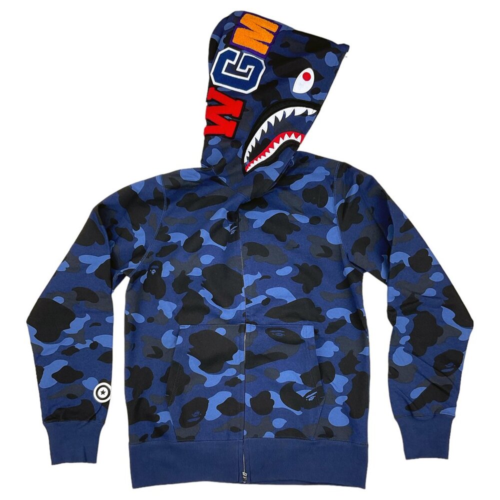 BAPE Color Camo Shark WGM Full Zip Hoodie Blue | A Bathing Ape